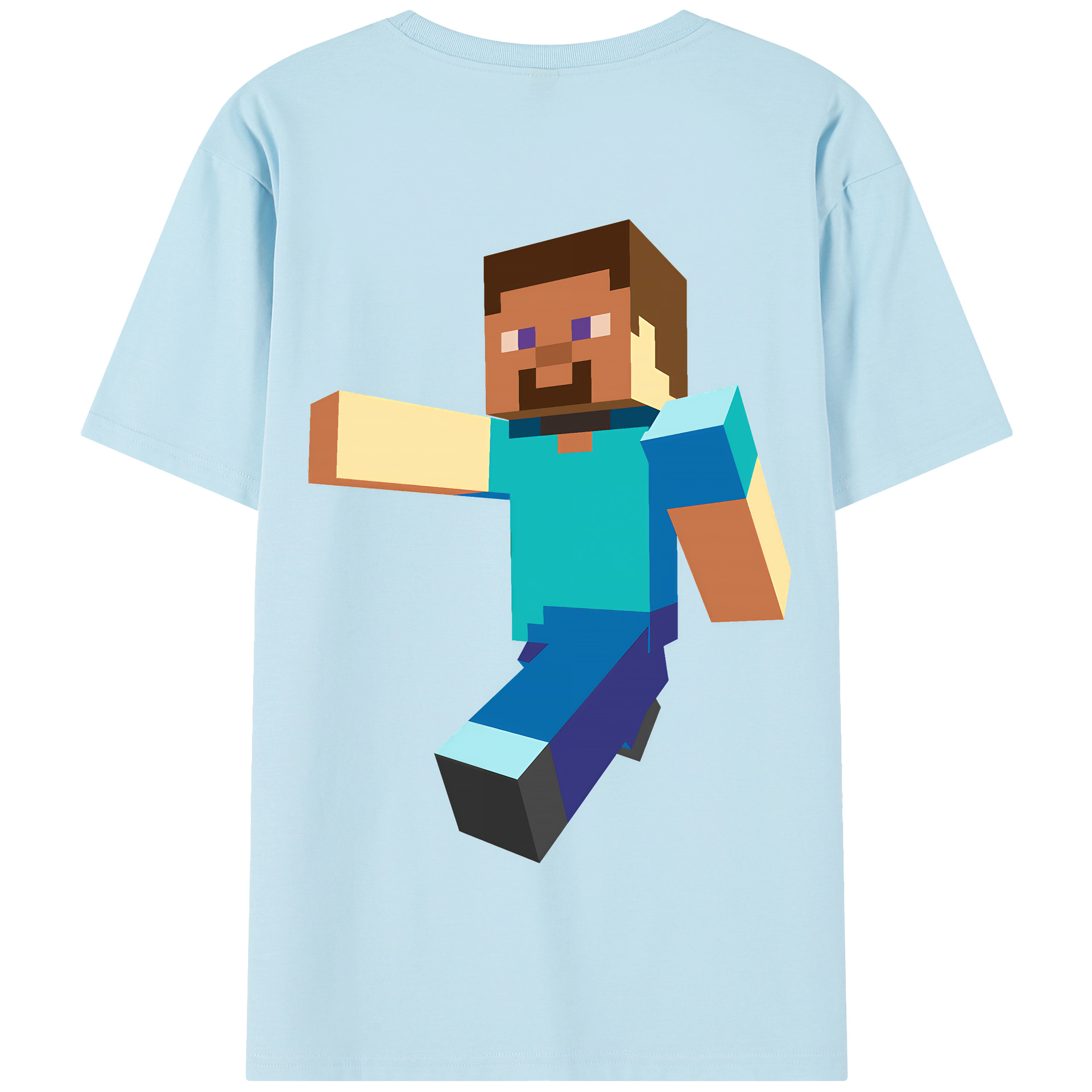（画像用） マインクラフト ブロックの世界 Minecraft MC Block world 綿100％半袖Tシャツ（背面プリント）